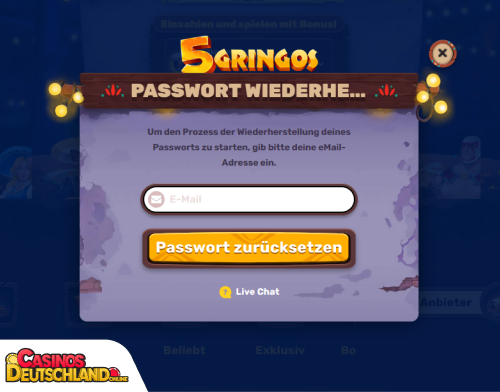 5 Gringos Casino Problem beim Einloggen