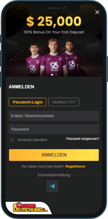96.com Casino Anmeldung