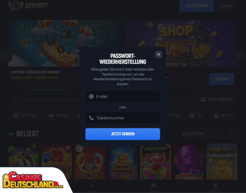 Aerobet Casino Problem beim Einloggen