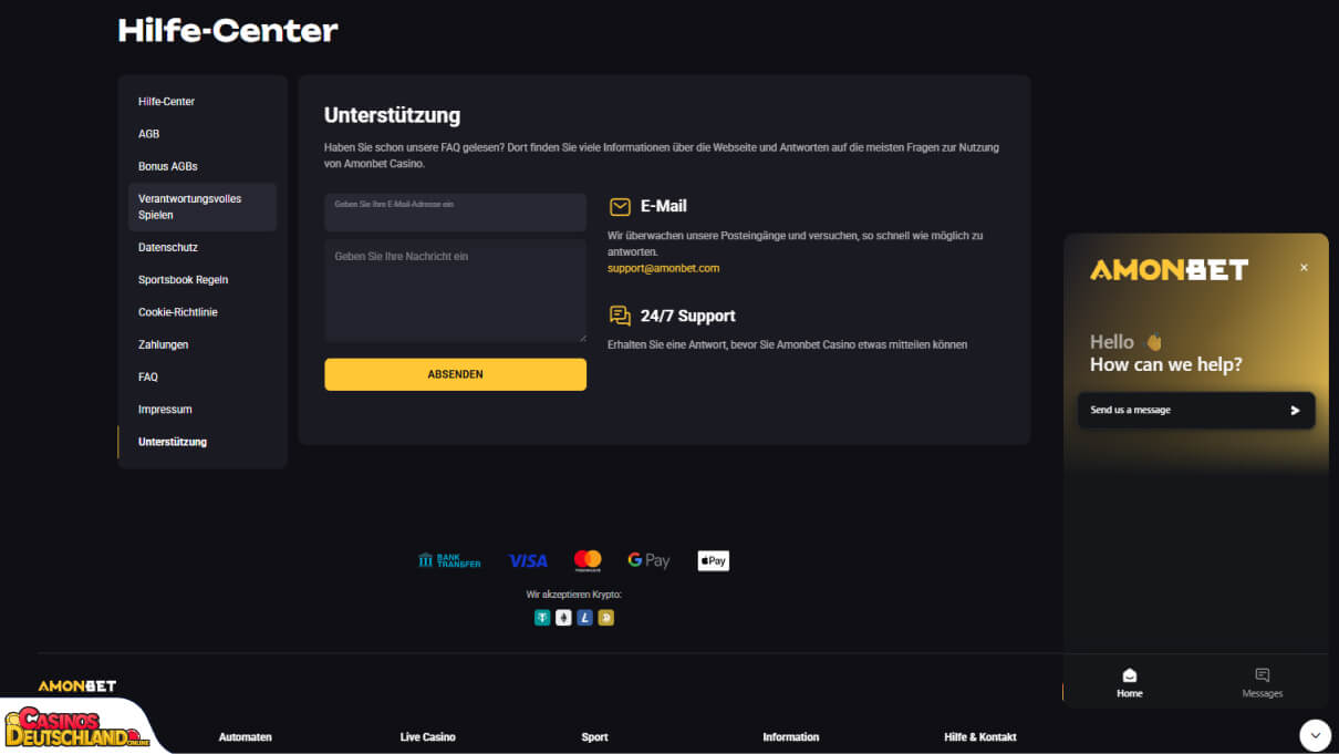 Amonbet Casino Unterstützung