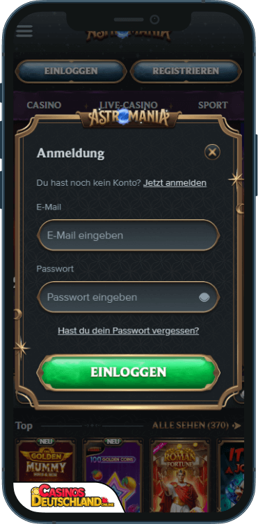 AstroMania Casino Anmeldung
