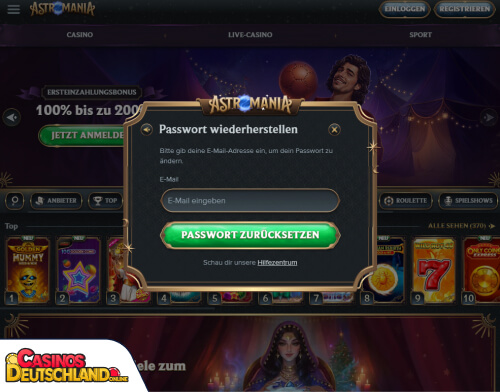 AstroMania Casino Problem beim Einloggen