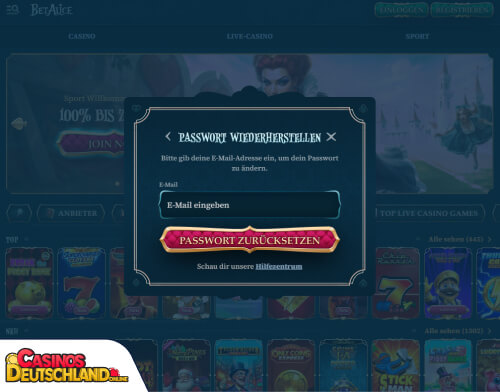 BetAlice Casino Problem beim Einloggen