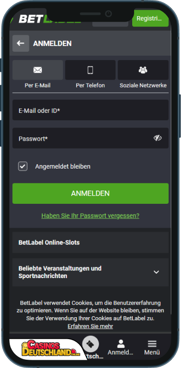 BetLabel Casino Anmeldung