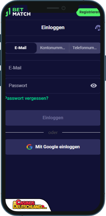 BetMatch Casino Anmeldung