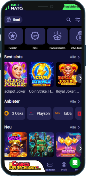 BetMatch Casino Mobile app