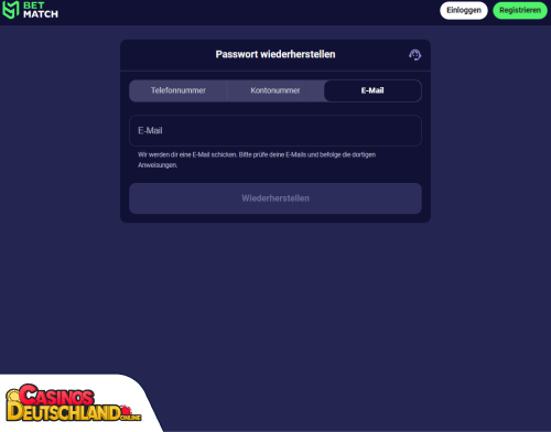 BetMatch Casino Problem beim Einloggen