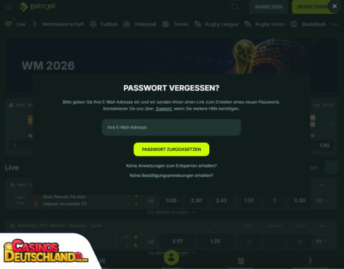 BetNjet Casino Problem beim Einloggen