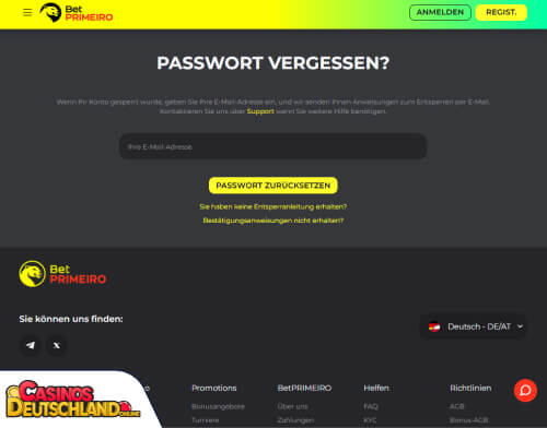 BetPrimeiro Casino Problem beim Einloggen
