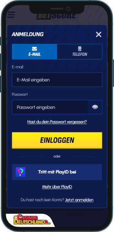 BetScore Casino Anmeldung