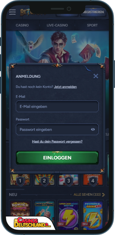 BetWarts Casino Anmeldung