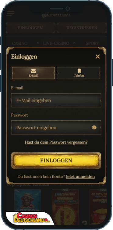 BetWest Casino Anmeldung