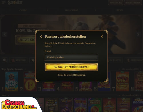 BetWest Casino Problem beim Einloggen