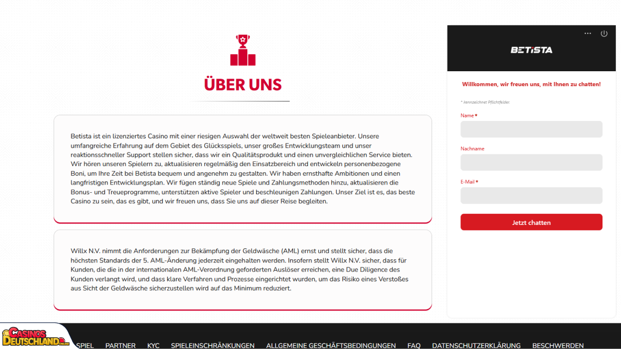 Betista Casino Unterstützung