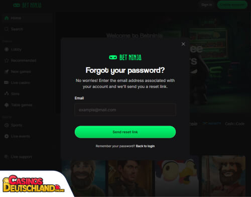 Betninja Casino Problem beim Einloggen