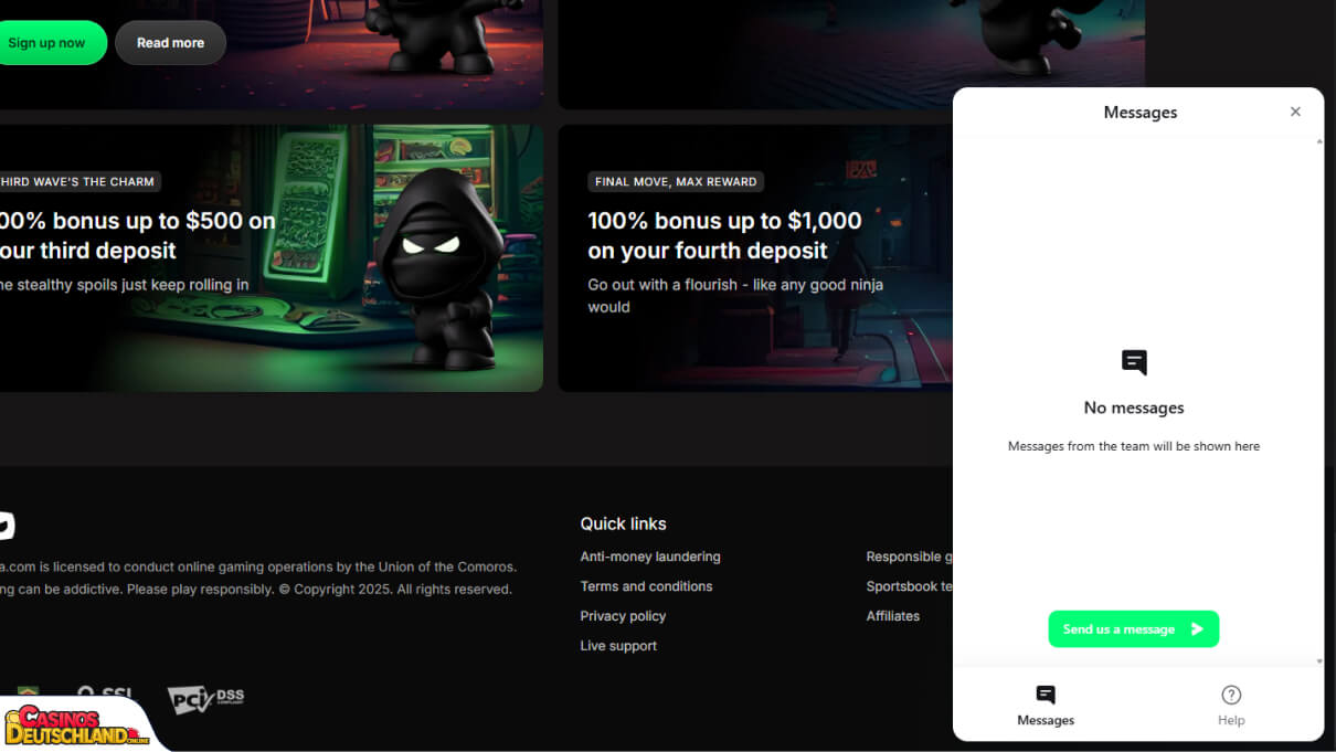 Betninja Casino Unterstützung