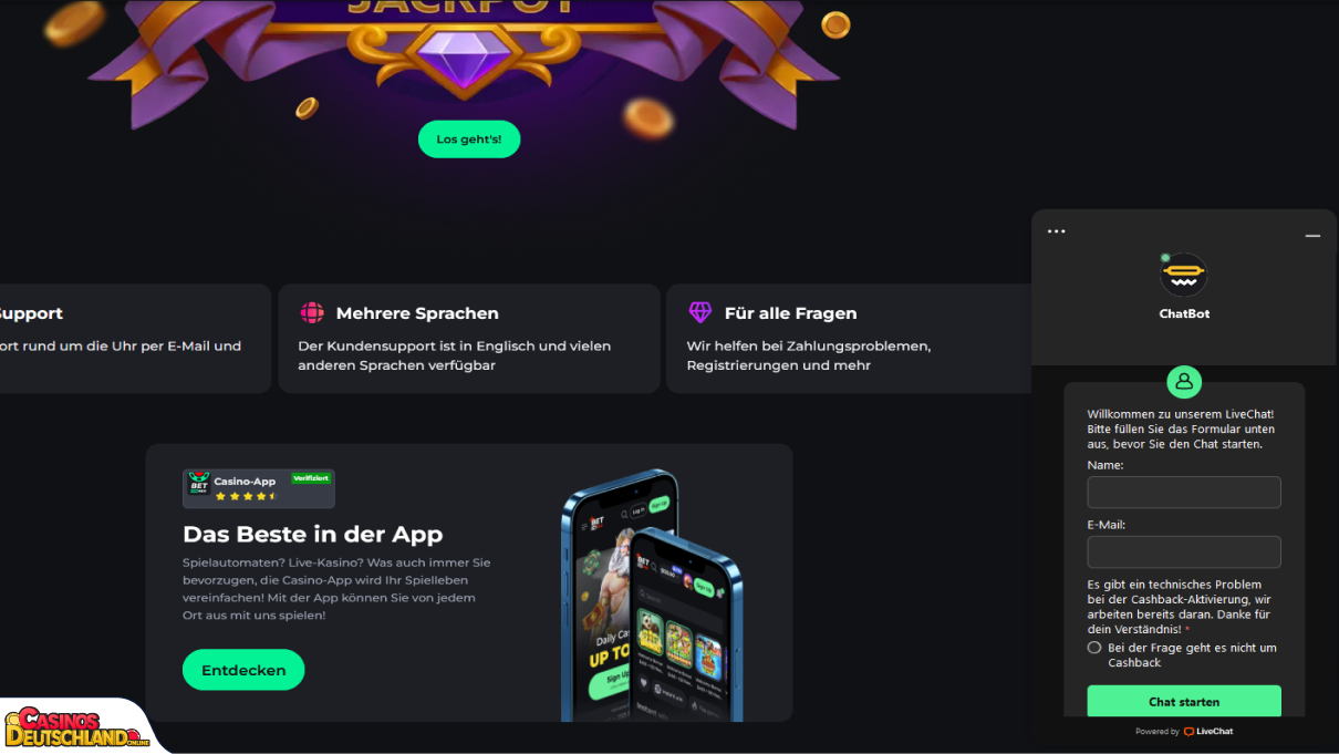 BetonRed Casino Unterstützung