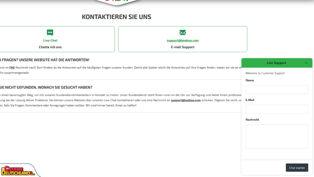 BoaBoa Casino Unterstützung
