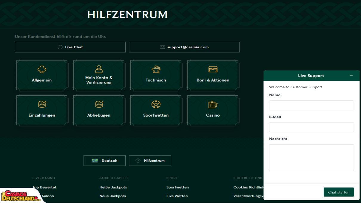 Casinia Casino Unterstützung