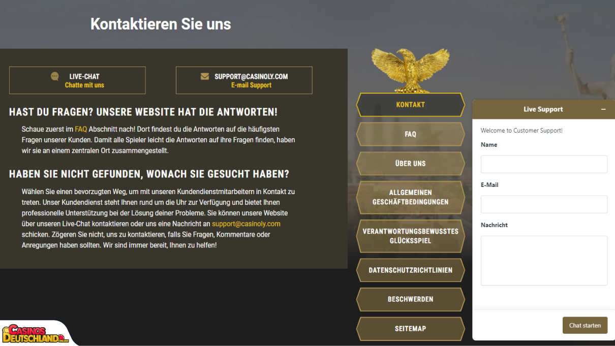 Casinoly Casino Unterstützung