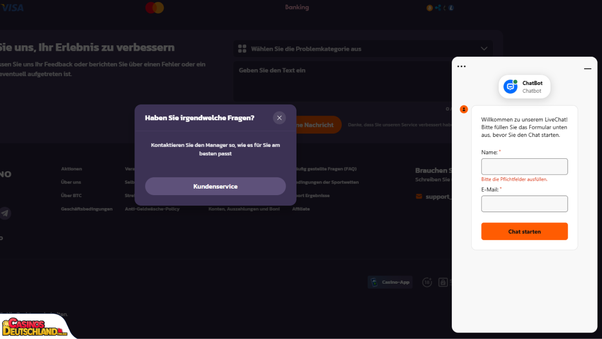 Coolzino Casino Unterstützung
