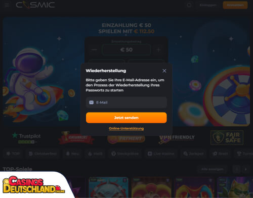 CosmicSlot Casino Problem beim Einloggen