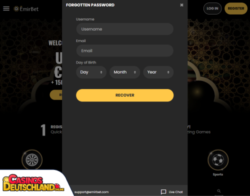 EmirBet Casino Problem beim Einloggen