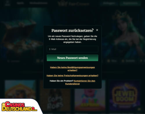 FairCrown Casino Problem beim Einloggen