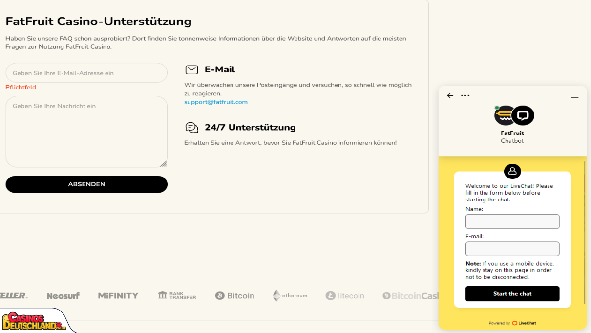 FatFruit Casino Unterstützung