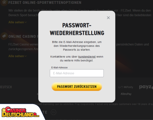 FezBet Casino Problem beim Einloggen