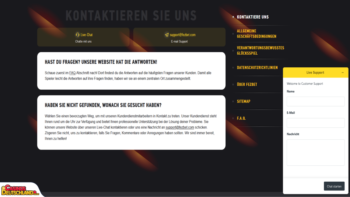 FezBet Casino Unterstützung