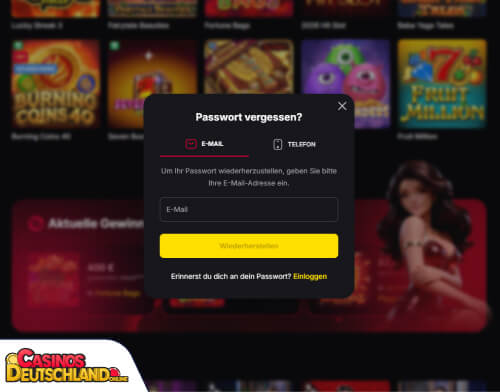 Fiery Play Casino Problem beim Einloggen