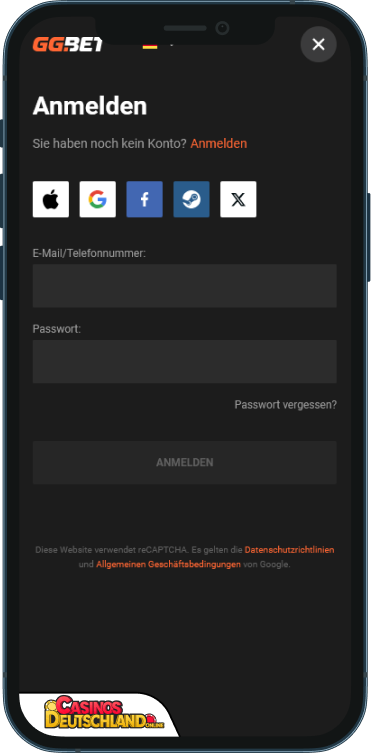 GGBet Casino Anmeldung