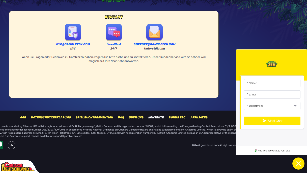 GambleZen Casino Unterstützung
