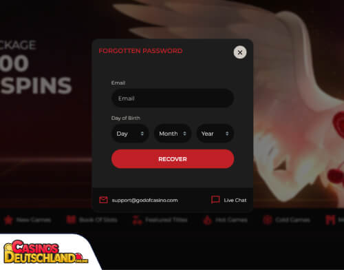 God of Casino Problem beim Einloggen