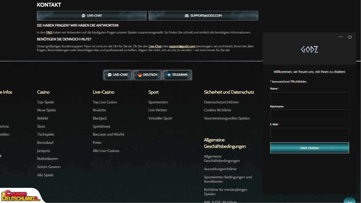 Godz Casino Unterstützung