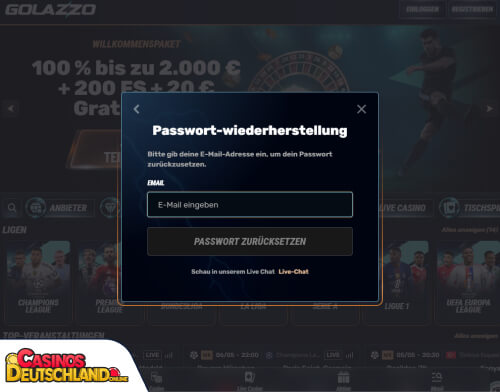Golazzo Casino Problem beim Einloggen