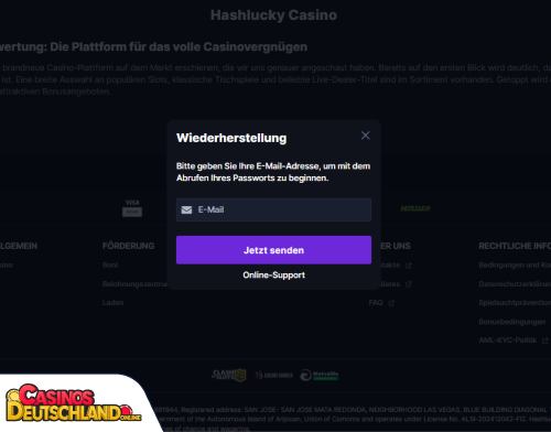 Hash Lucky Casino Problem beim Einloggen