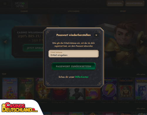 HeroSpin Casino Problem beim Einloggen