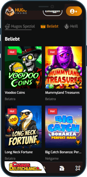 Hugo Casino Mobile app