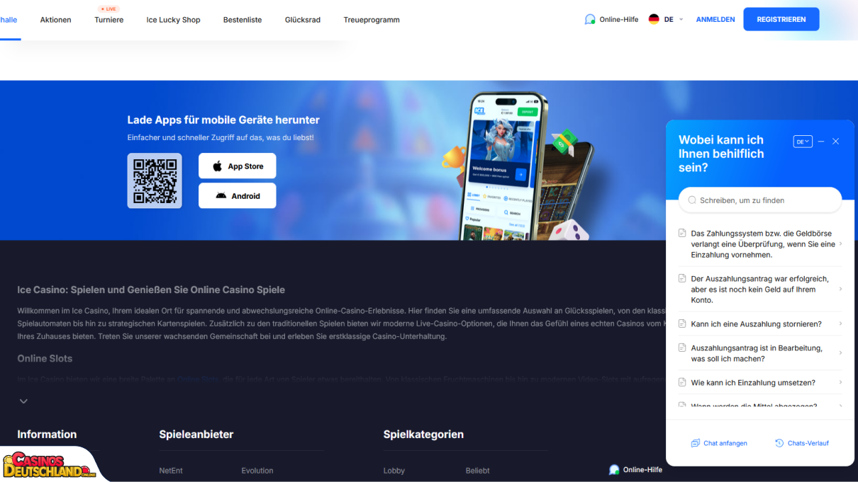 Ice Casino Unterstüt