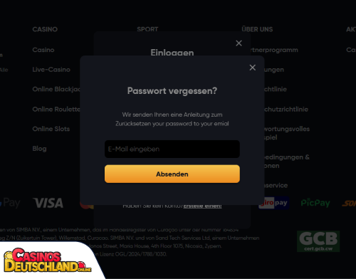 Instant Casino Problem beim Einloggen