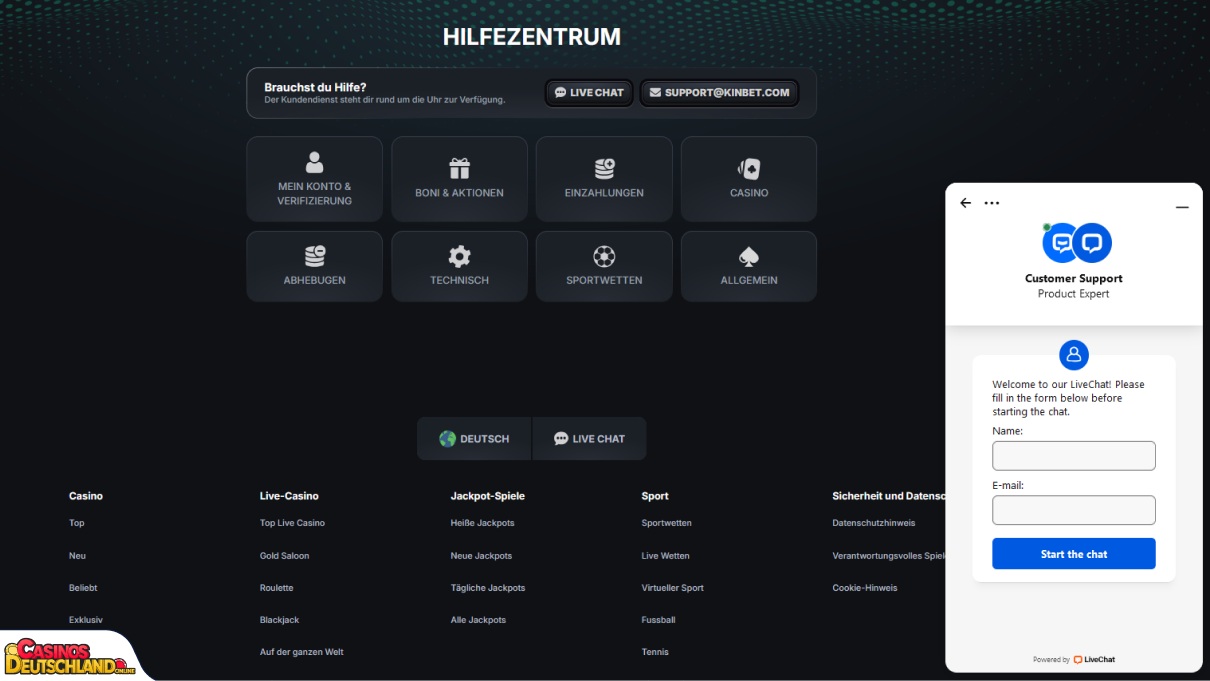 KinBet Casino Unterstützung