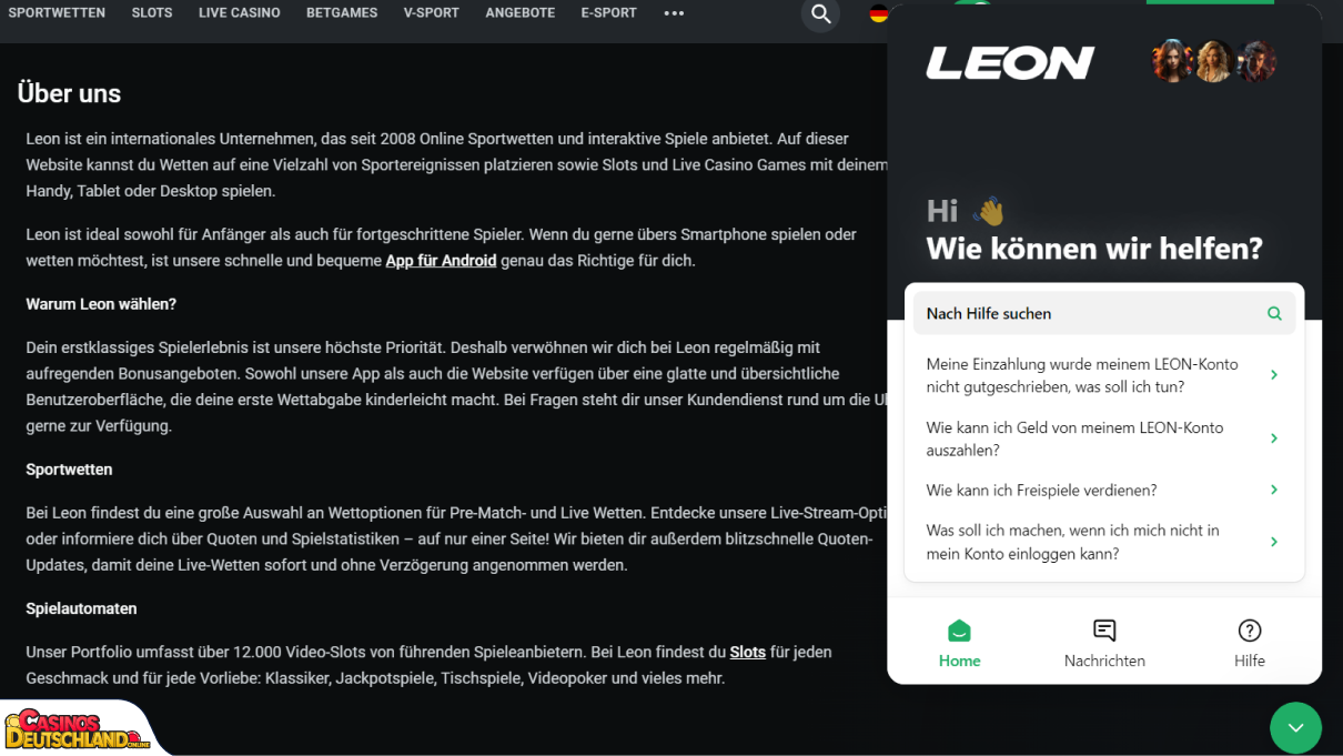Leon Bet Casino Unterstützung