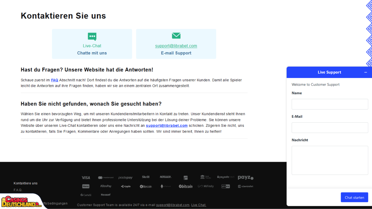 Librabet Casino Unterstützung