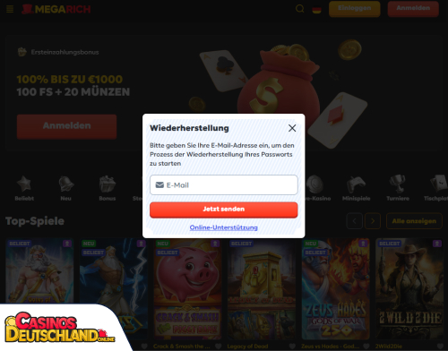 MegaRich Casino Problem beim Einloggen