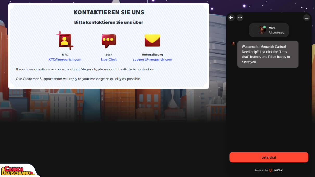 MegaRich Casino Unterstützung