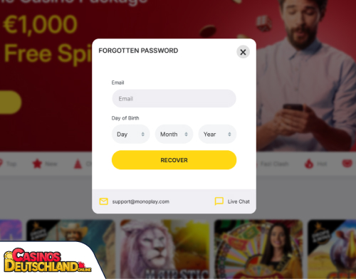 MonoPlay Casino Problem beim Einloggen