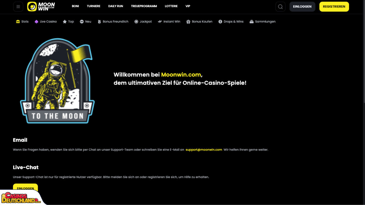 MoonWin Casino Unterstützung
