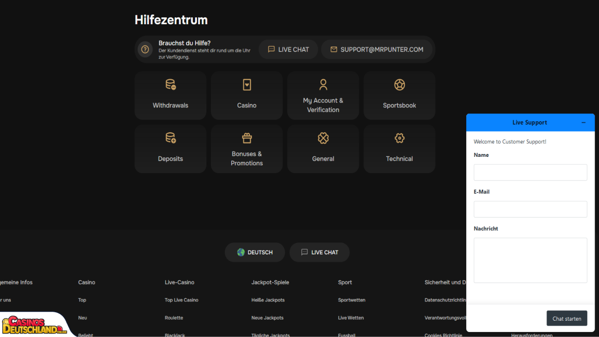 MrPunter Casino Unterstützung